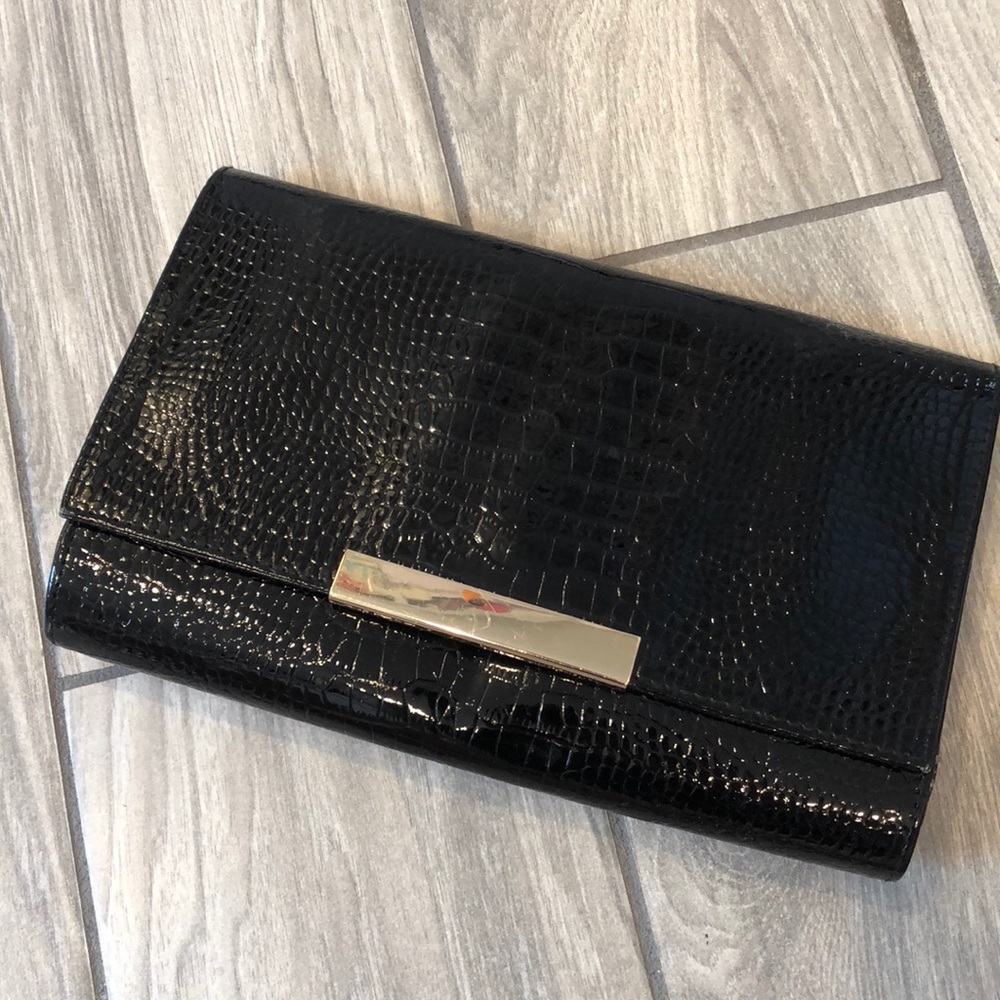 Black Snakeskin Clutch - Banana Republic